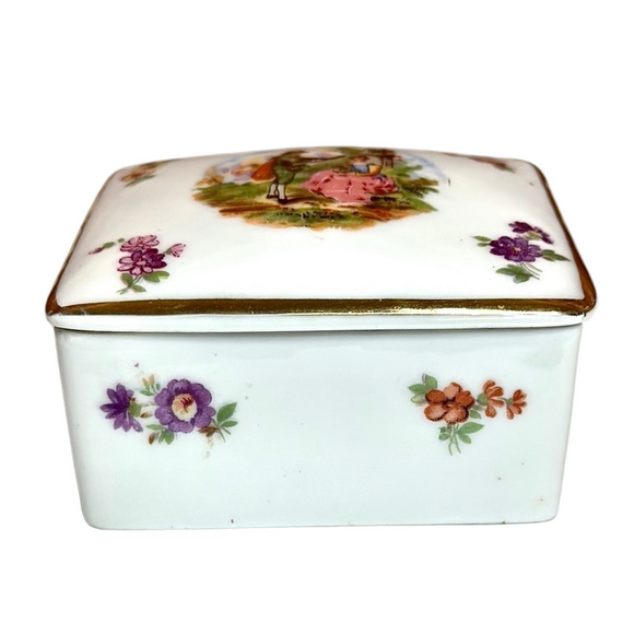 LIMOGE OF FRANCE Trinket Box Porcelain With Flowers 3 1/4" X 2 3/4" Vintage - Picture 4 of 10